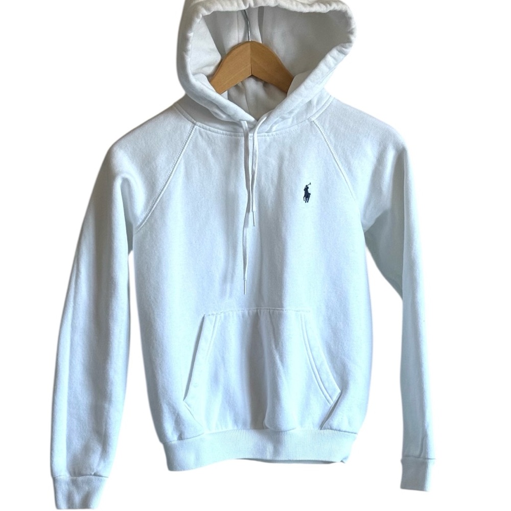 Polo Ralph Lauren Kids White Fleece Long Sleeve Hooded Sweater Size XS